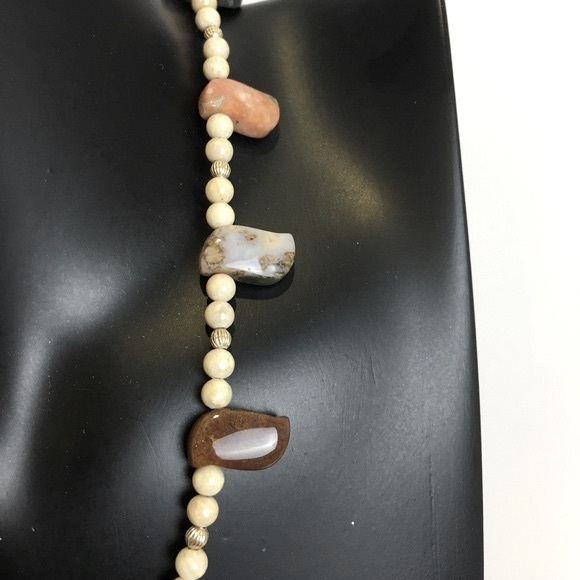 Ocean Jasper River Stone Sterling Silver Beads Stones Necklace Women’s 17 inches - Picture 4 of 7